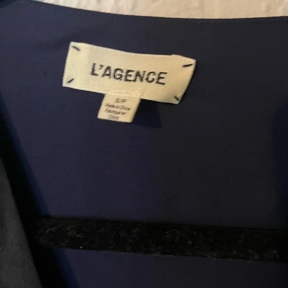 L’AGENCE Kyla Satin Silk  Trim Draped Blouse - Picture 7 of 12